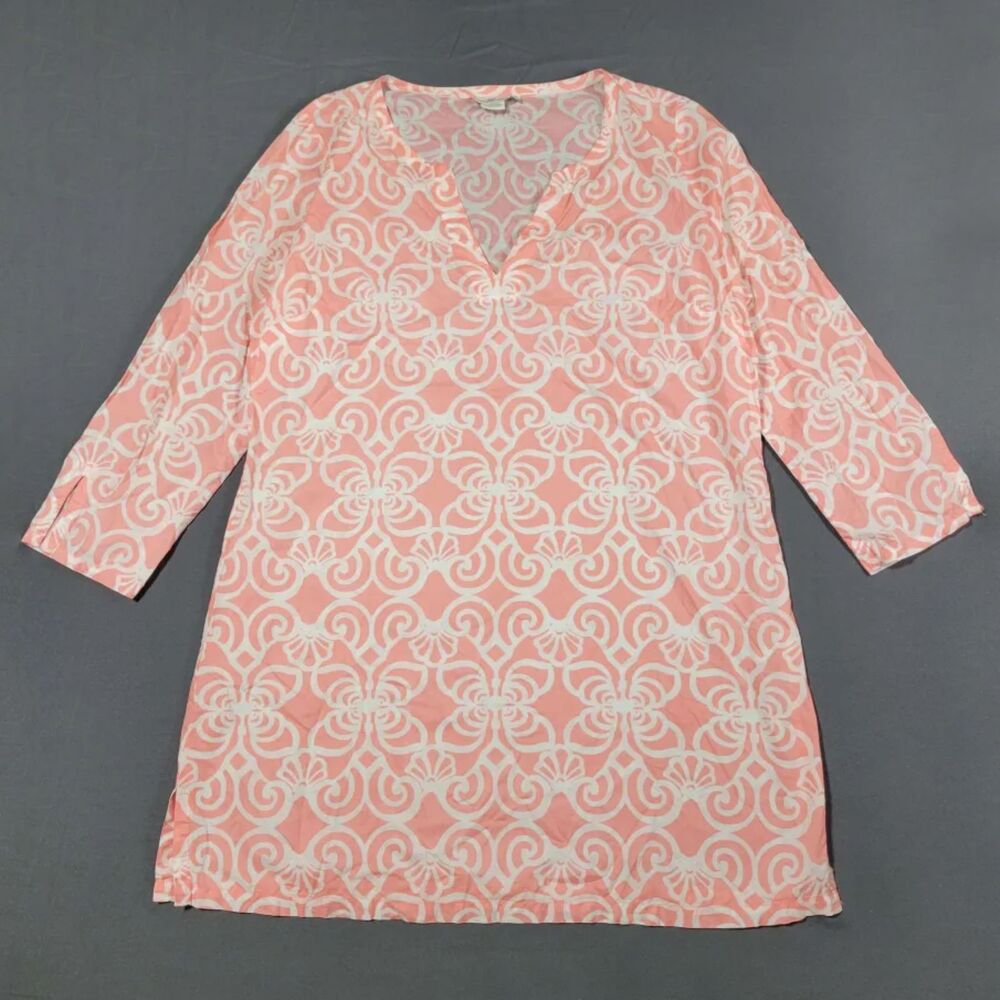 VINEYARD VINES Women's Medium Pink Patterned Cotton Shift Tunic Dress